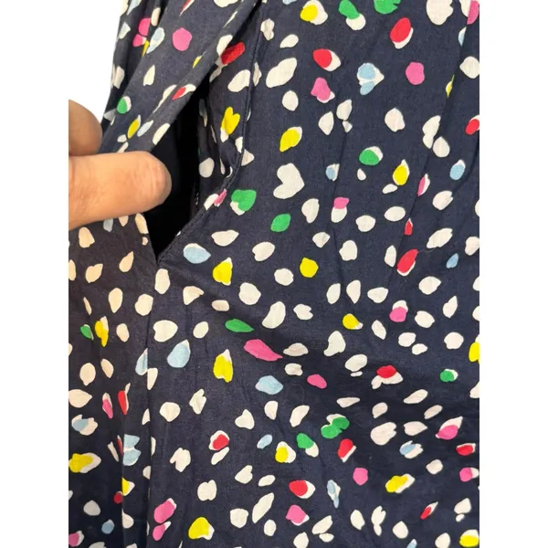 J.Crew Colorful Dot‎ Print Cotton Midi Sundress Size 2 Navy Blue Tie Strap Dress - Image 5