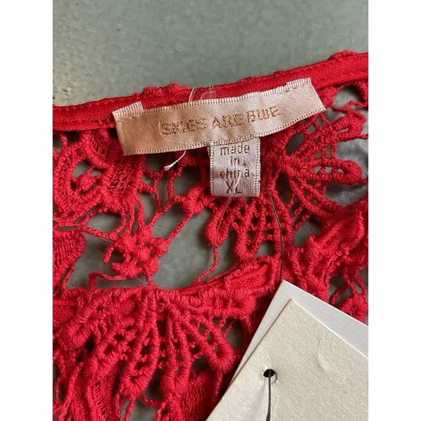 Skies Are Blue Lace Mini Dress‎ Womens XL Red Crochet Sleeveless Summer Short - Image 5