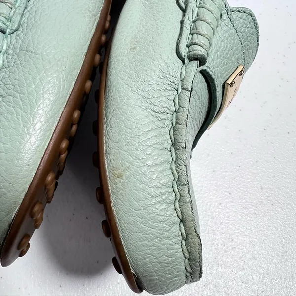 Coach Fredrica Aqua Blue Leather Driving Loafers - Image 6