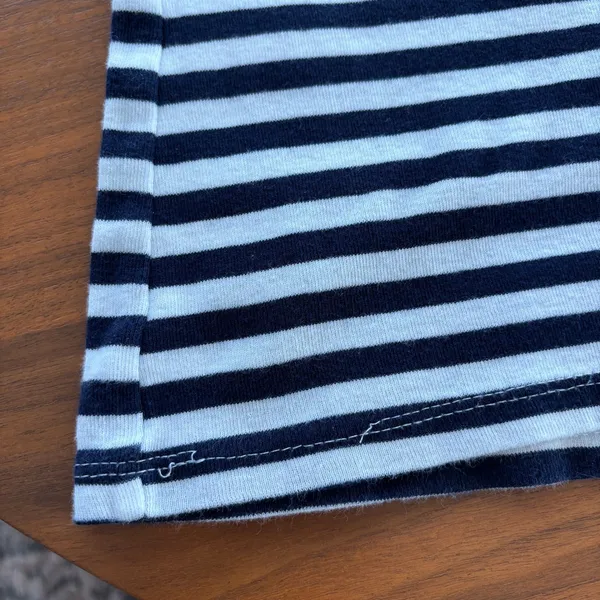 Chelsea & Theodore Striped Boat Neck Top M Navy White Nautical Parisian Chic - Image 8