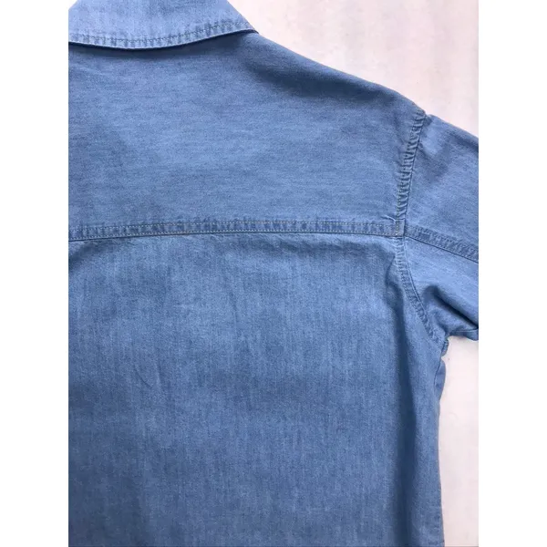 Z‎ SUPPLY Womens Blue Denim Button Down Shirt Shacket XS ZJ232414E Light Wash - Image 12