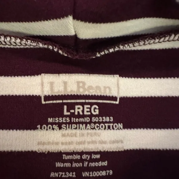 L.L. Bean Maroon and White Striped Cowl Neck - Image 8