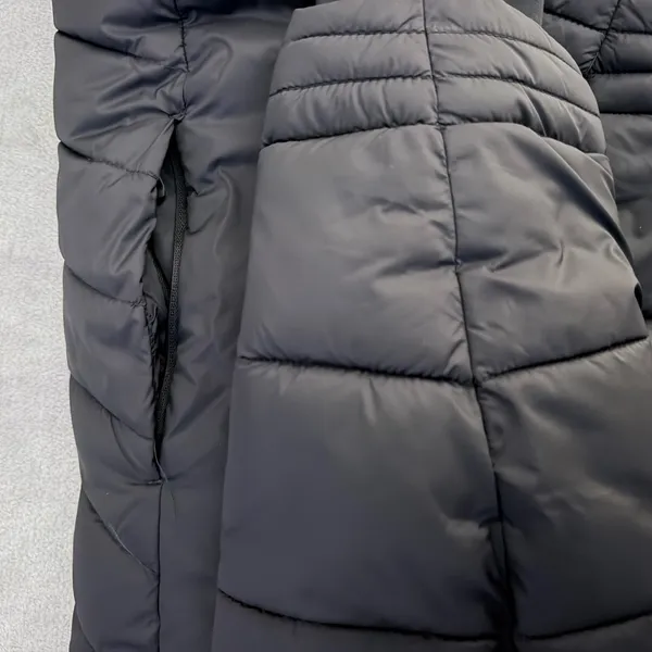Spyder Puffer Jacket Women's Winter Long Hooded Full Zip Quilted Large Black - Image 12