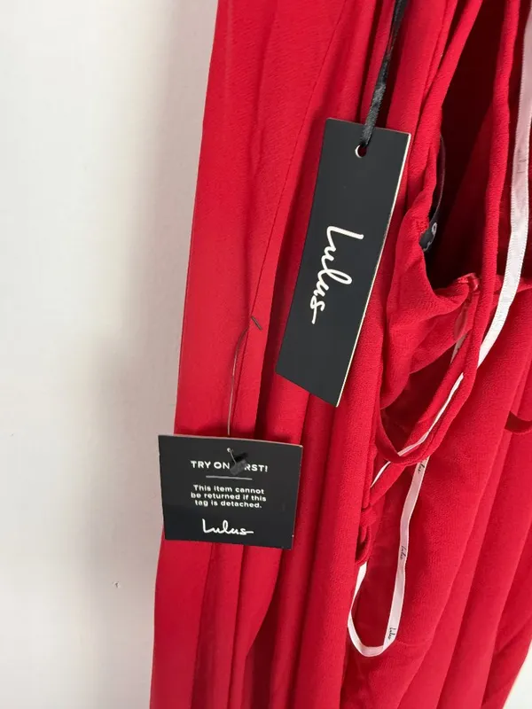 NWT Lulus Strappy To Be Here Red Lace-Up Maxi Dress Size Medium M NEW - Image 11