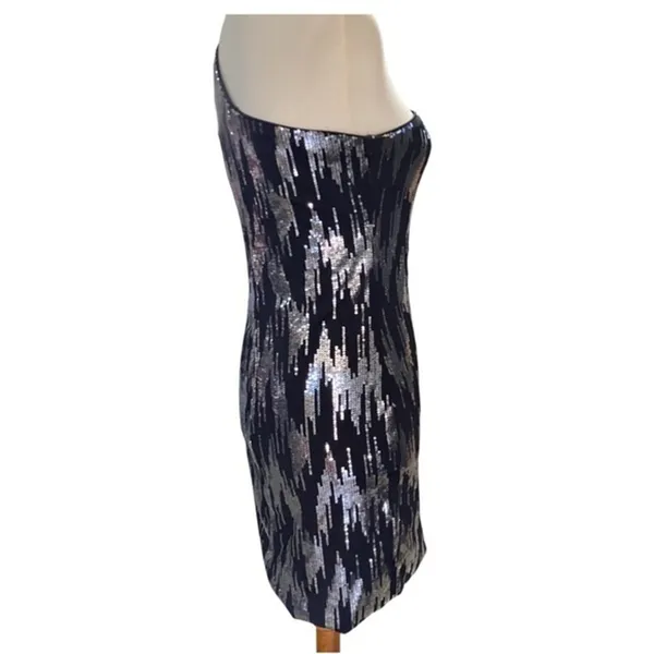 Charlotte Russe Womens Dress Sz S One Shoulder Black and Silver‎ Sequin Mini - Image 6