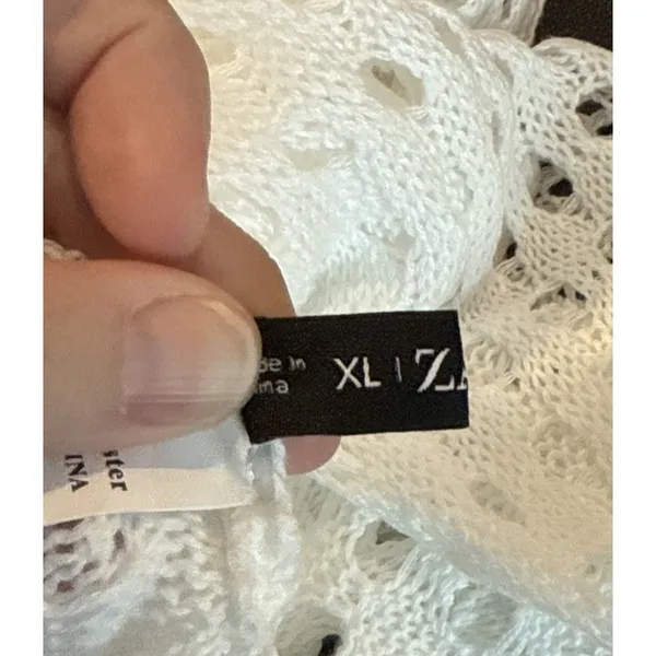 Zaful Womens XL White Crochet Cowl Neck Cover Up Maxi Dress‎ High Slit Beach - Image 6