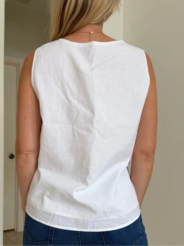 J.Crew Linen Blend Button Front Shell Top Vest White Size M NWT - Image 3