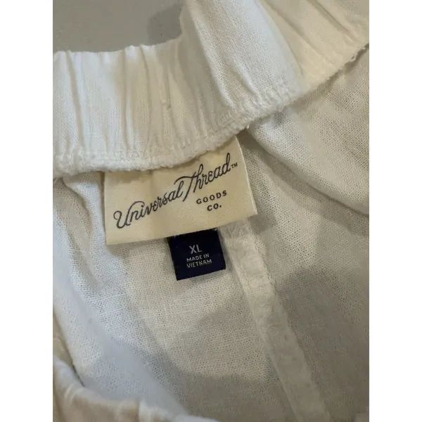 Universal Thread Drawstring Shorts Womens XL White Linen Minimal Coastal Beach - Image 3