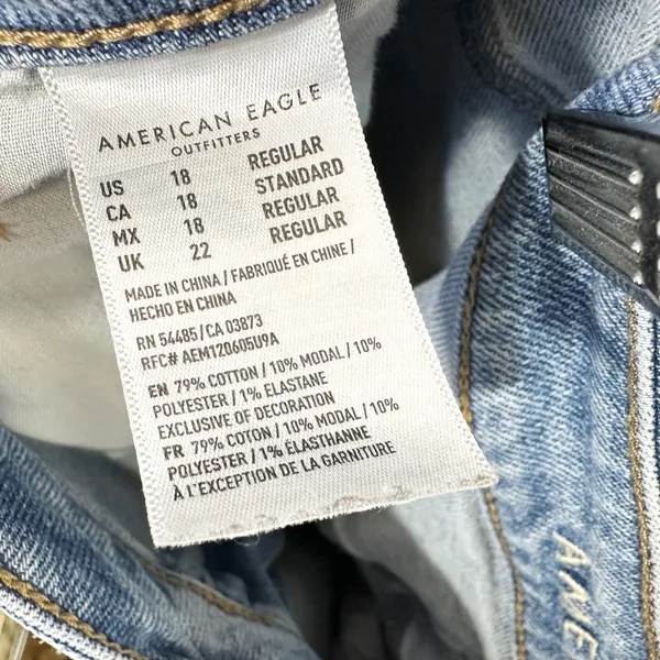 American Eagle Plus Size 18 Jeans Mom Light Wash‎ Blue High Rise Relaxed 633 - Image 9