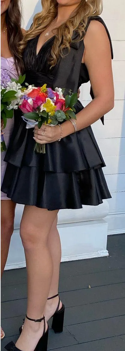 Mac Duggal Black Bow Shoulder Dress Homecoming/Cocktail - Image 7