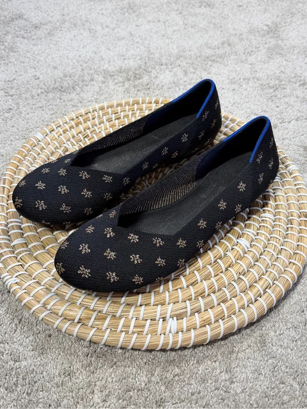Rothy’s Women’s The Flat Shoes Comfort Knit in Black/metallic Daisy Sparkle 10.5 - Image 5