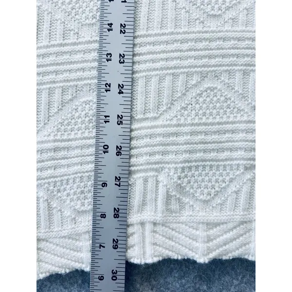 Vintage 80s Spunky Textured Knit Sweater Cream Made in USA Oversized One Size - Image 8