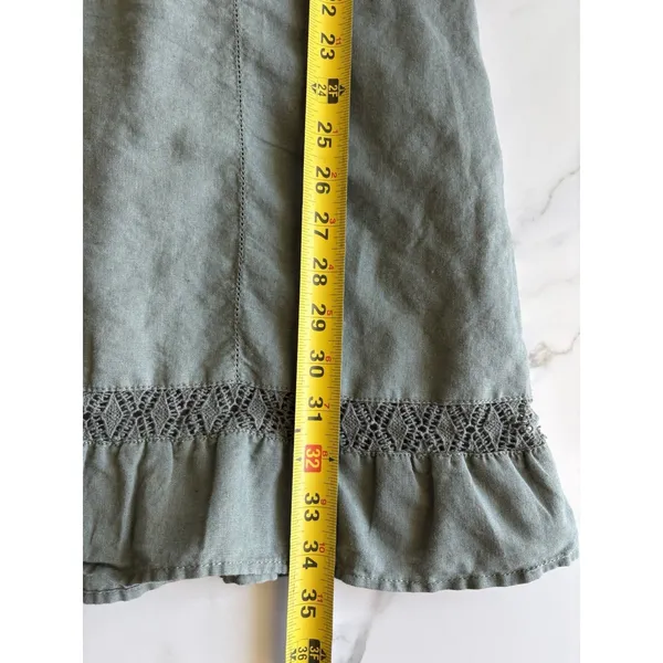 ⁠Converse One Star Sage Green Linen Blend Lace Trim Mini Dress Medium Y2K - Image 4