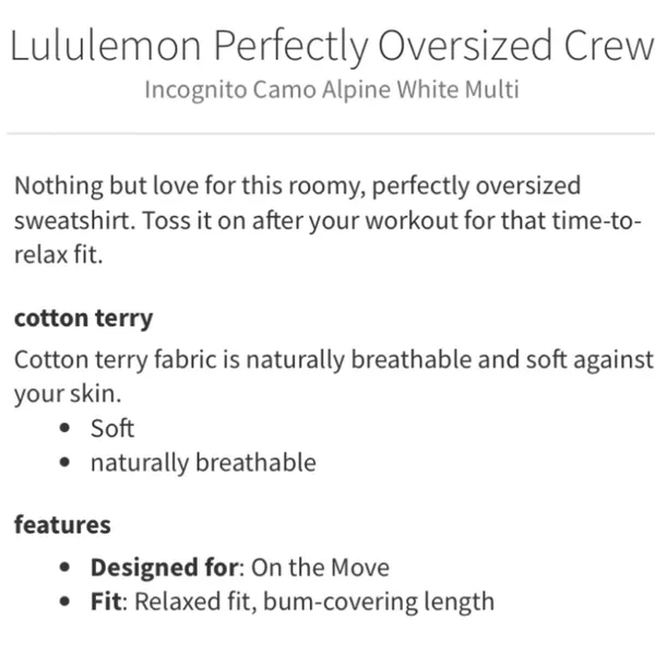 Lululemon Perfectly Oversized Crew in Igcognito Camo Alpine White Multi - Image 10
