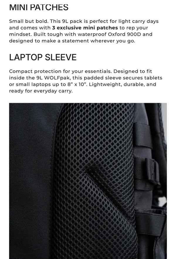 Wolf pak mini backpack Black - Image 7
