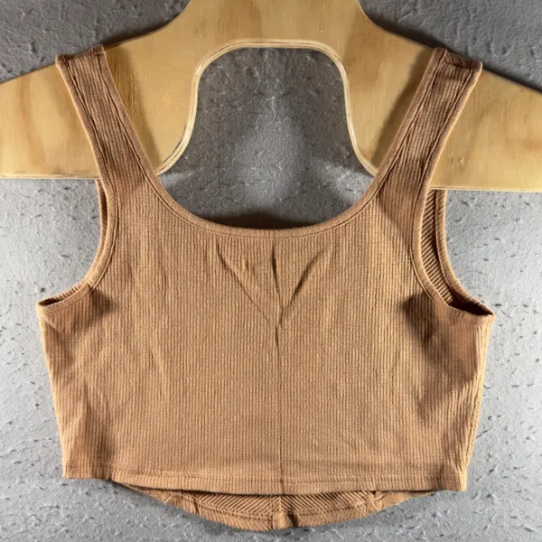 205 | Aerie Ribbed Corset Seam Crop Tank Top Tan Women XL Boho Summer Y2K - Image 2