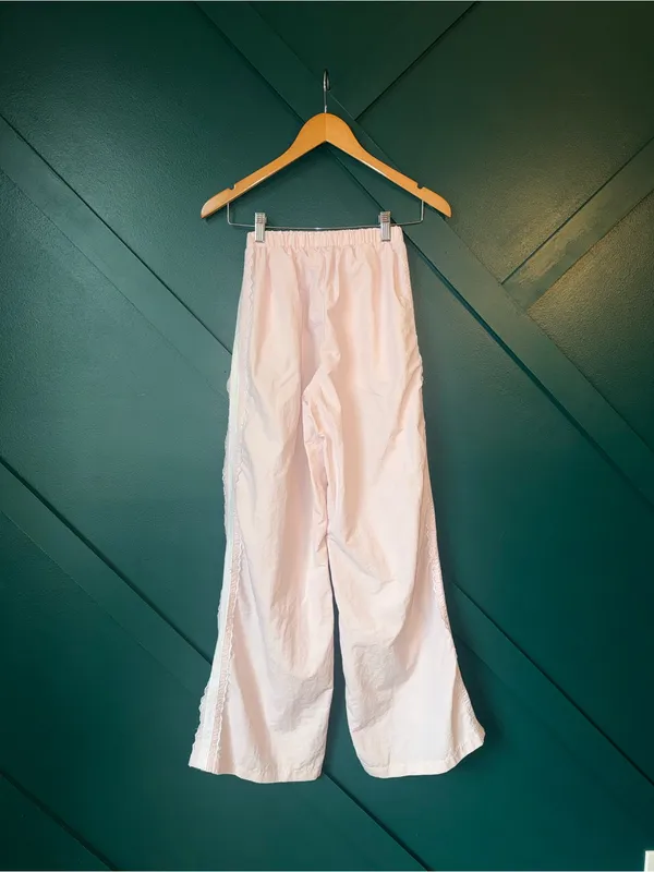 No Boundaries Lace Wiide Leg Side Stripe Track Pants Y2K Coquette Size XS - Image 3