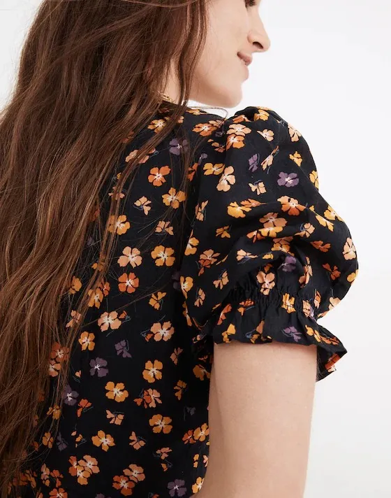 NWT! Madewell Navy Floral Button Dress - Image 3