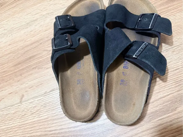 Birkenstock Arizona Soft Footbed Black Suede Sandals Women's Size 38 US 7 - Image 3