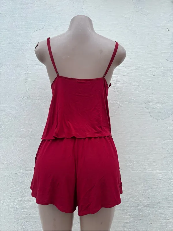 Victoria's Secret Red Lace-Trim Camisole & Short Sleep Set - Image 2