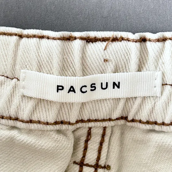 PacSun Cargo Pants‎ Womens M Relaxed Denim Utility Baggy Streetwear Beige White - Image 7