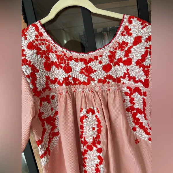 Margarita Embroidered shift dress oaxacan floral sara golondrina short sleeve - Image 2