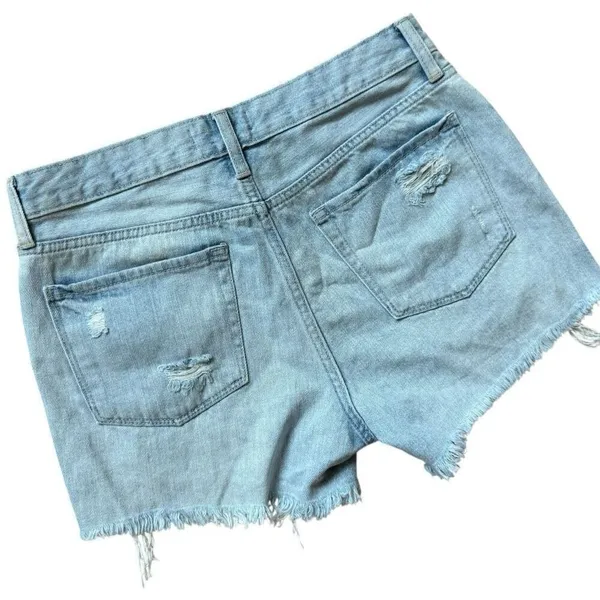 Womens Just USA Light Wash Distressed Raw Hem Denim Jean Shorts - Sz L - Image 2
