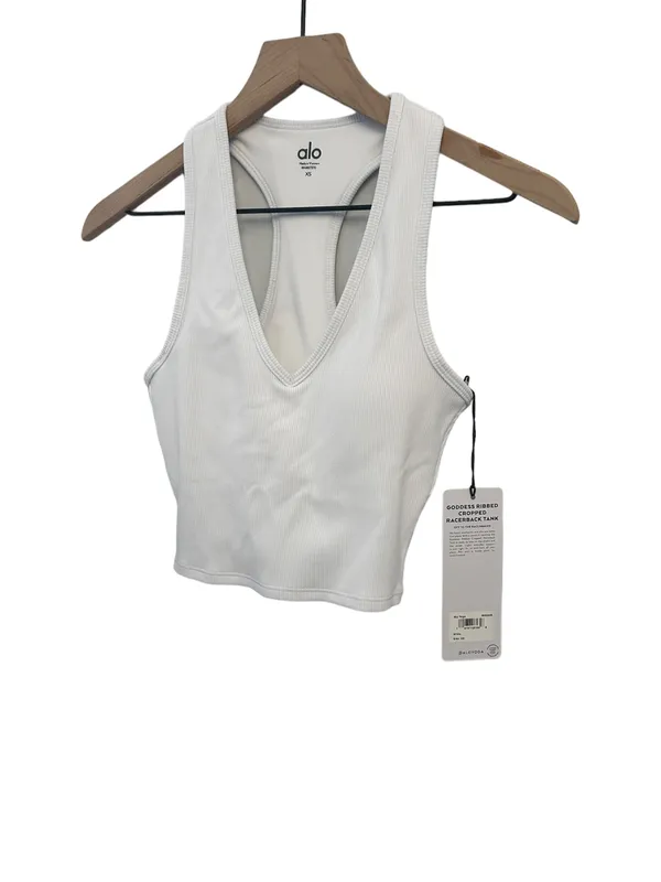 Alo GODDESS RIBBED CROPPED RACERBACK TANK White XS ( Sold Out) - Image 7