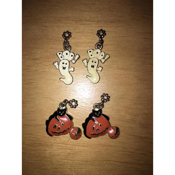 Bundle 2 Vintage Halloween Earrings Ghosts & Pumpkins Craft Project No Backings - Image 3
