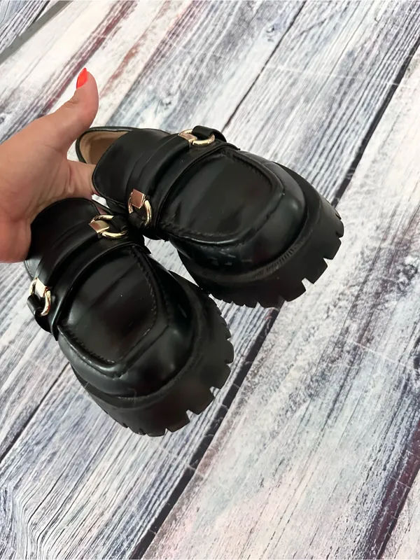 Zara Classic Black Chunky Lug Sole Loafer - Image 7