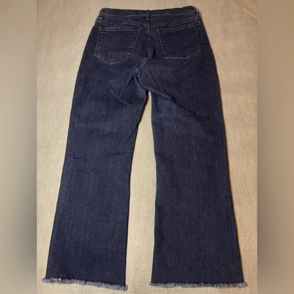 NYDJ Not Your Daughter's Jeans Dark Wash Raw Fray Hem Flare Jeans petite Sz 10P - Image 10