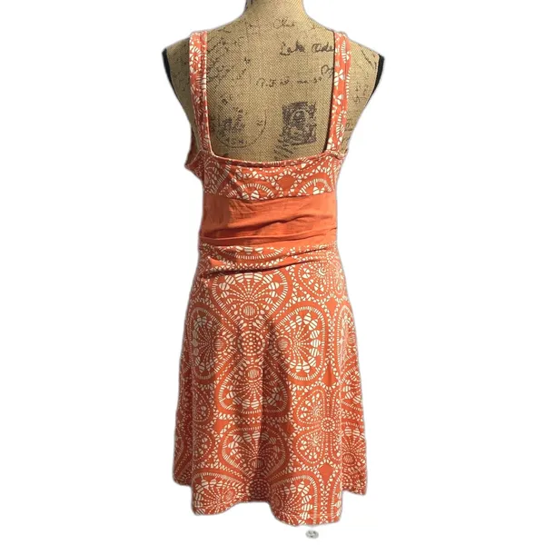 Patagonia Margot Athleisure Dress Orange White‎ Organic Cotton V-Neck Medium - Image 4