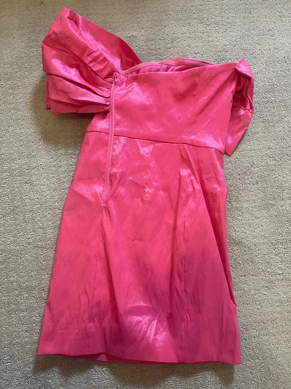 Windsor medium pink bow one shoulder cocktail party prom dance dress - Image 3