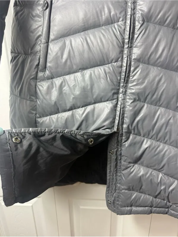 Calvin Klein Grey Duck Down Puffer Long Coat Packable Hooded Zip Size Large - Image 8