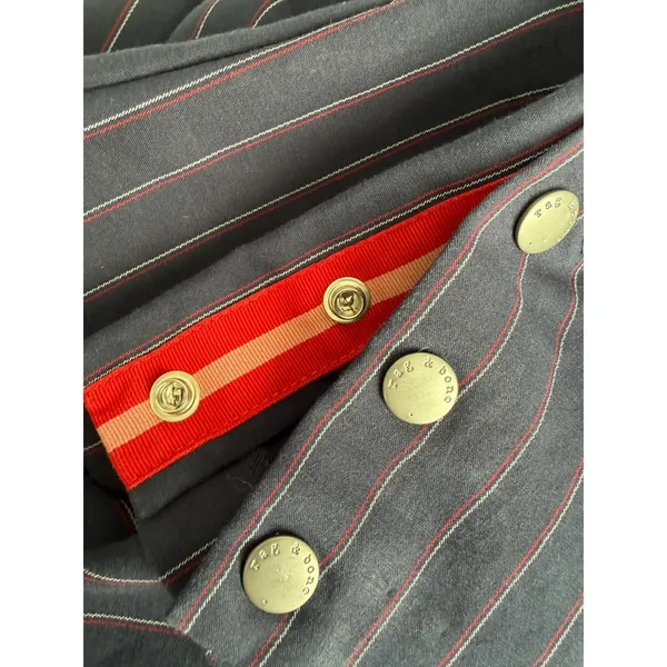 Rag & Bone Simone Cropped Side Snap Pants Women's Size 4 Navy Red Pinstripe - Image 7