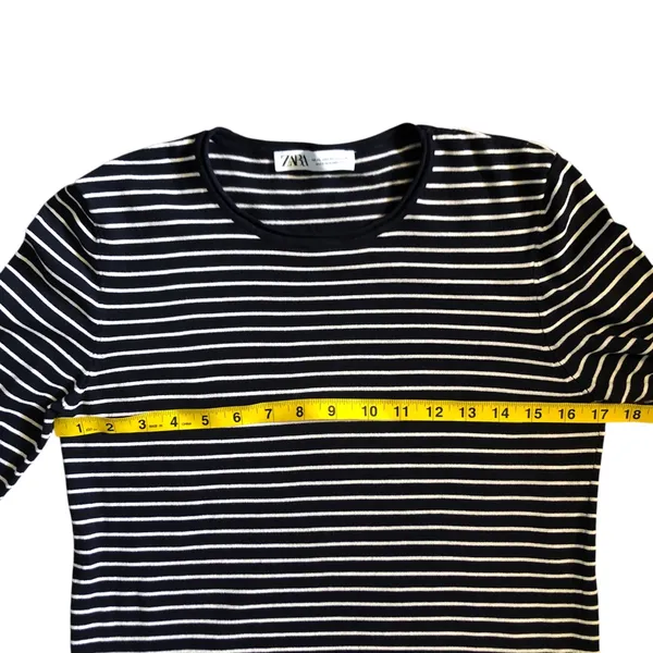 Zara Navy & White Striped Women’s Long Sleeve Size XL - Image 5