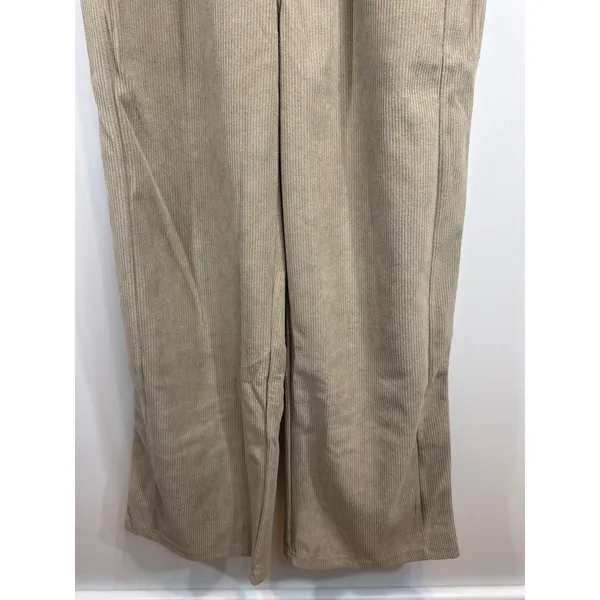 Halara Corduroy Wide Leg Pants Tan Elastic Waist‎ Casual Women's Medium NWT - Image 3
