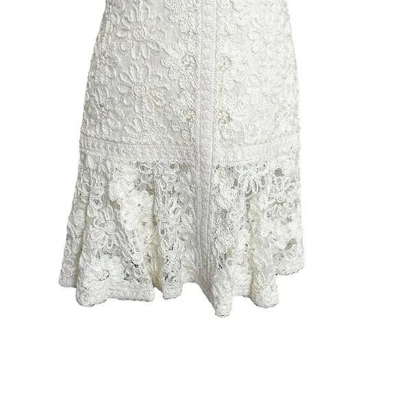 Alexis Linzi Ivory Lace Ruffle Mini Dress L Bridal Shower Bachelorette - Image 7