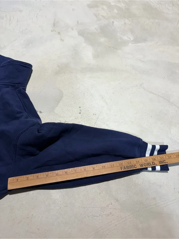 Aerie cropped Navy Quarter-Zip Pullover with Striped Hem small - Image 6