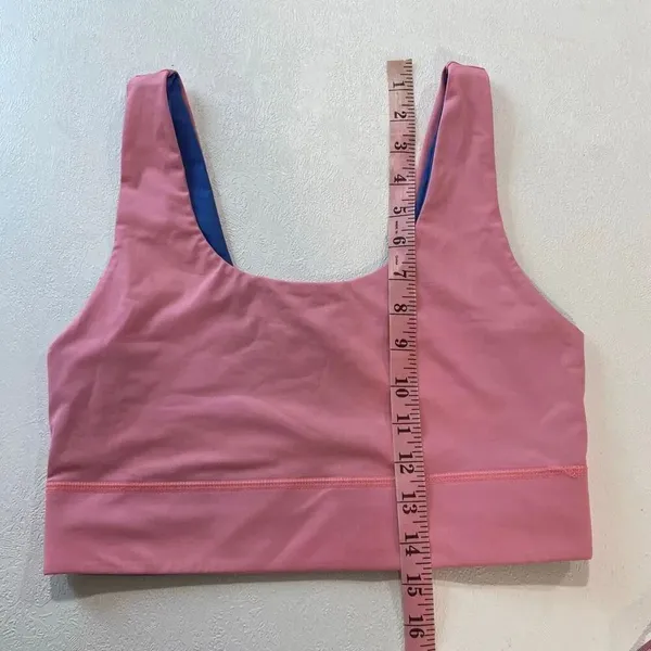 Fabletics Reversible Sports Bra Pink Blue Longline Medium Impact Size M - Image 8
