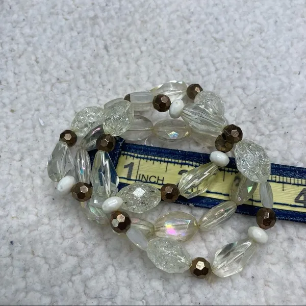 White Fox Clear Rainbow Elastic Beaded Bracelets - Set of 3 - Image 5