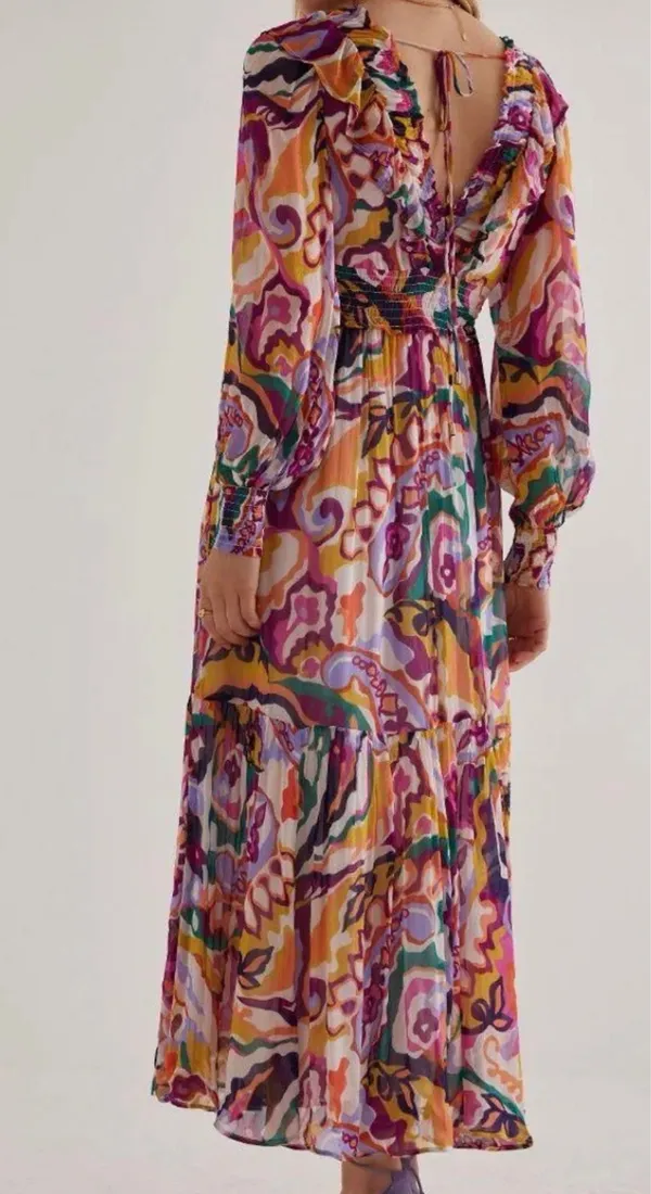 Anthropologie The Odetta Ruffled V-Neck Dress, Size XXS - Image 7