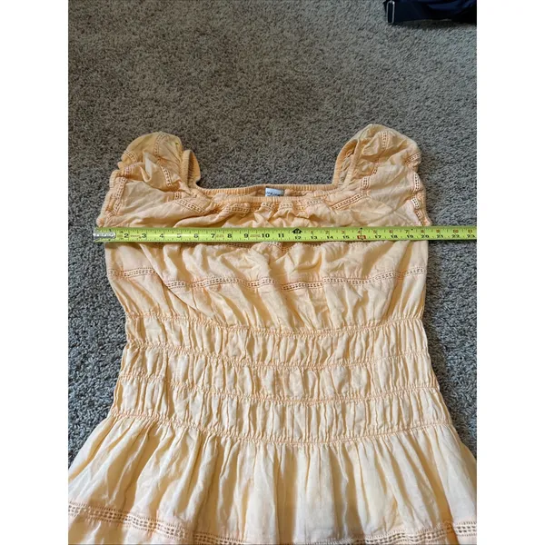 Olivia James The Label Cap Sleeve Orange Melon Smock Off Shoulder Dress Large - Image 4