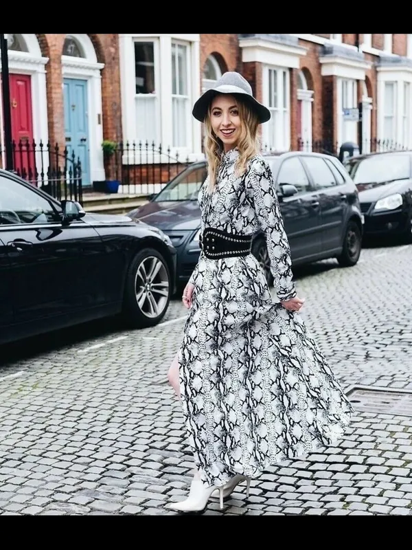 Zara Gray Snake-Print Maxi Dress - Image 13