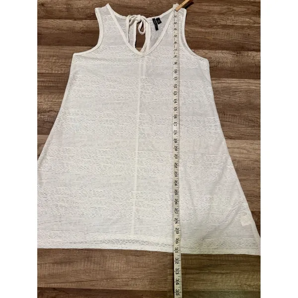 Portocruz White Lace Stripe V-Neck Swim Cover Up Dress Keyhole Back Small‎ - Image 7