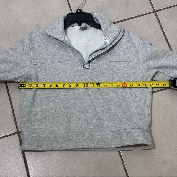 Puma Womens Hoodie Gray mock‎ neck Pullover boxy Sweatshirt size Small - Image 6