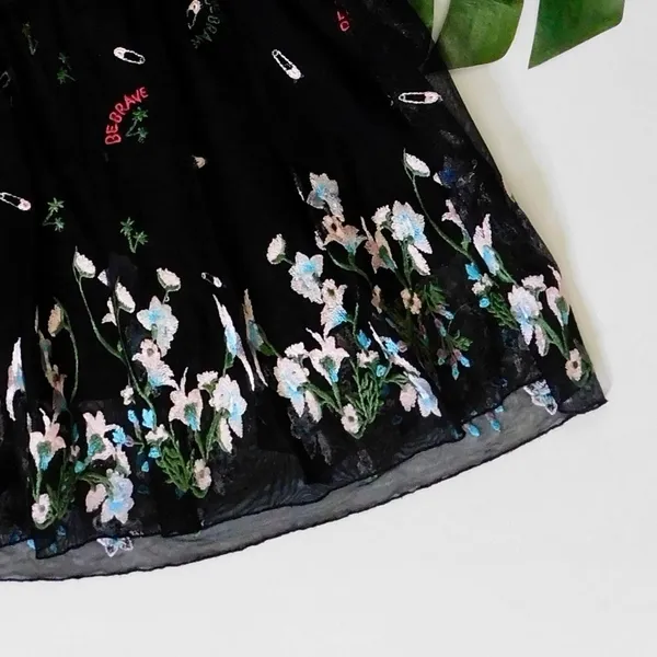 PATRIZIA PEPE Embroidered Tulle Top Strapless Floral Punk Size 40 US 4 - Image 10