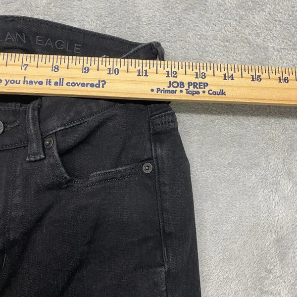 American‎ Eagle Jeans Womens 2 Black Wash High Rise Jegging Ripped Distressed - Image 5