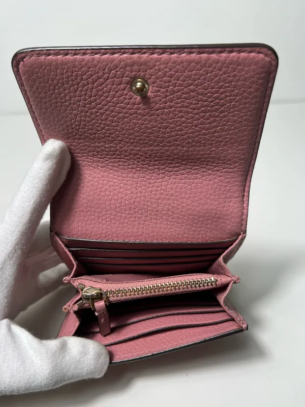 Tory Burch McGraw Pink Pebbled Leather Trifold Compact Mini Wallet - Image 12