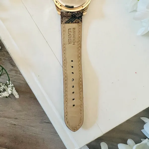 Gold & Snake Print Diamond Watch - Image 9